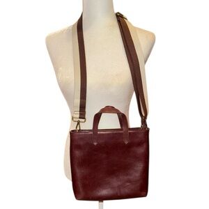 Madewell The Zip Top Transport Crossbody Colorblock Webbing Strap Dark Cabernet